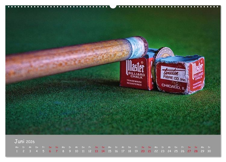 Produktbild: Freizeit Billard - Queue, Kugeln, Kreide und Tisch (hochwertiger Premium Wandkalender 2026 DIN A2 quer), Kunstdruck in Hochglanz