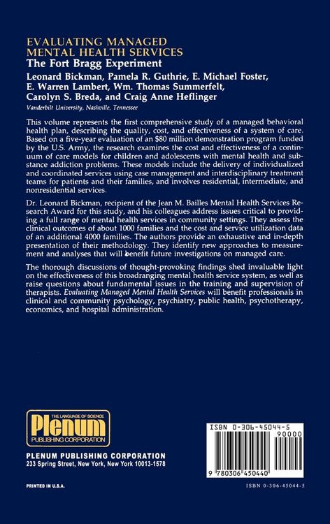 Produktbild: Evaluating Managed Mental Health Services