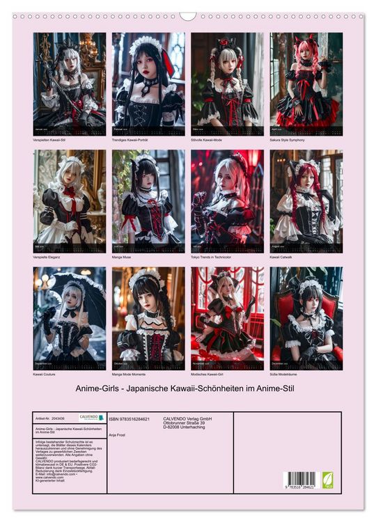 Produktbild: Anime-Girls - Japanische Kawaii-Sch&ouml;nheiten im Anime-Stil (Wandkalender 2026 DIN A2 hoch), CALVENDO Monatskalender