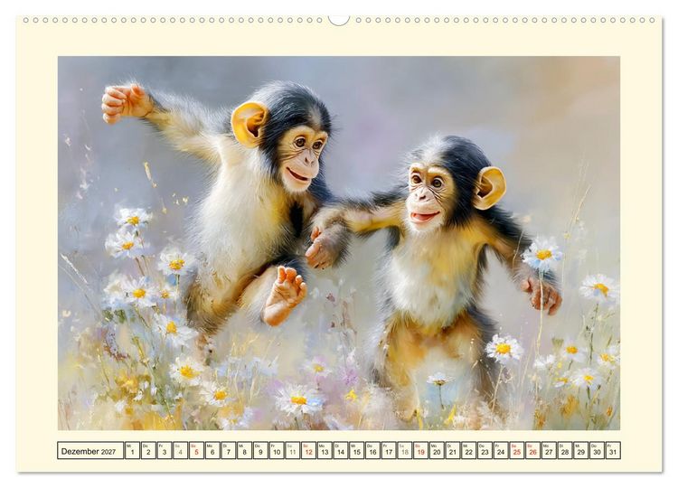 Produktbild: Schimpansen. Freude und Abenteuer im Dschungelreich (Wandkalender 2027 DIN A2 quer), CALVENDO Monatskalender