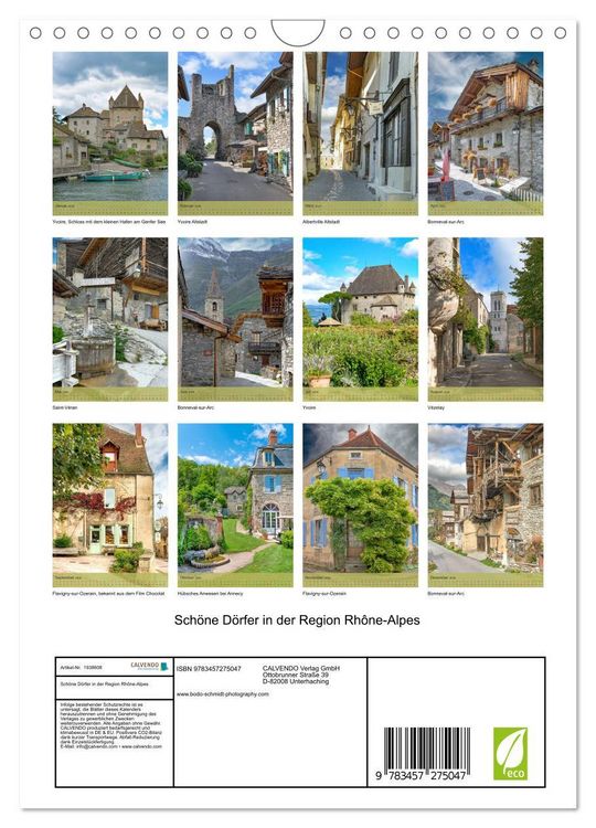 Produktbild: Sch&ouml;ne D&ouml;rfer in der Region Rh&ocirc;ne-Alpes (Wandkalender 2026 DIN A4 hoch), CALVENDO Monatskalender
