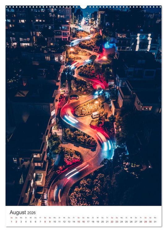Produktbild: San Francisco - Cable Cars, Golden Gate Bridge und Lombard Street (Wandkalender 2026 DIN A2 hoch), CALVENDO Monatskalender
