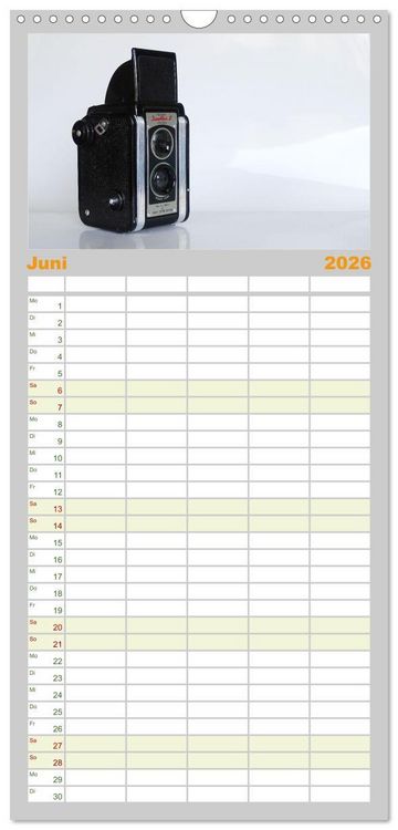 Produktbild: Familienplaner 2026 - Alte Fotoapparate - Kameras von Kodak der Jahre 1905 bis 1977 mit 5 Spalten (Wandkalender, 21 x 45 cm) CALVENDO