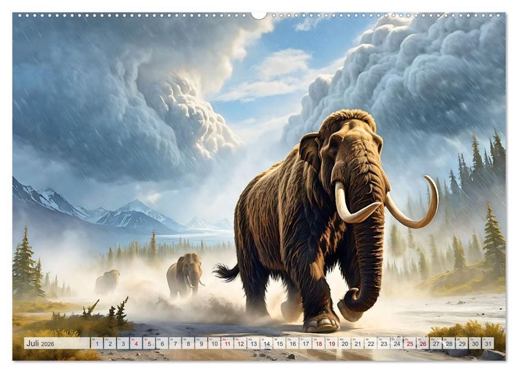 Produktbild: Im urzeitlichen Reich des Mammuts (hochwertiger Premium Wandkalender 2026 DIN A2 quer), Kunstdruck in Hochglanz
