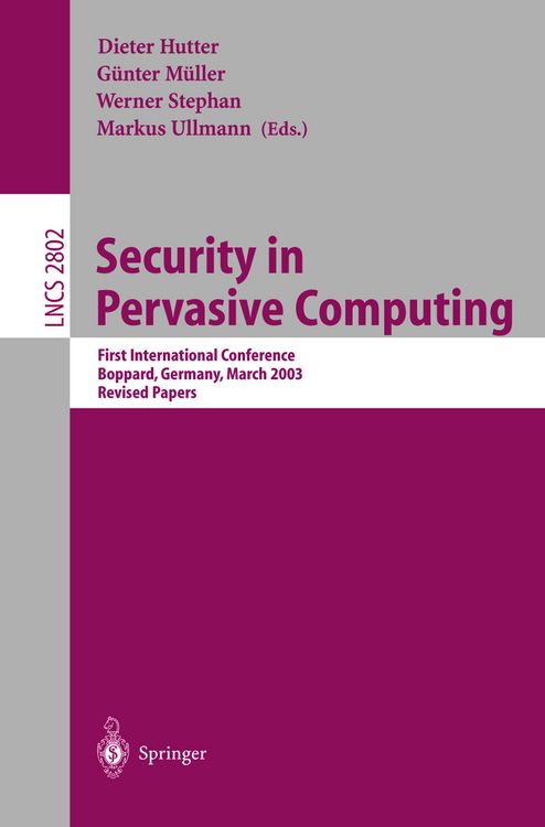 Produktbild: Security in Pervasive Computing