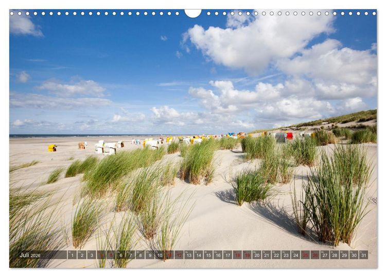 Produktbild: Ostfriesische Inseln - Borkum, Norderney, Juist, Baltrum, Langeoog, Spiekeroog, Wangerooge (Wandkalender 2026 DIN A3 quer), CALVENDO Monatskalender