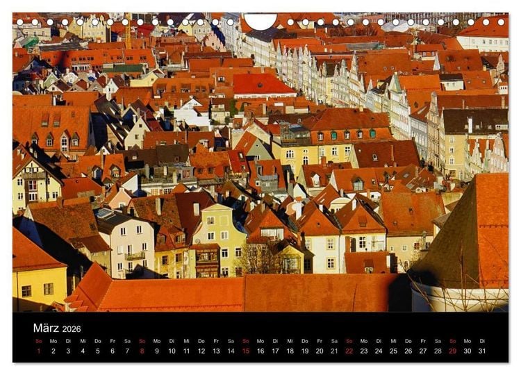 Produktbild: Landshut bei Tag und Nacht (Wandkalender 2026 DIN A4 quer), CALVENDO Monatskalender