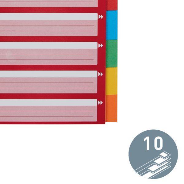 Produktbild: LEITZ Kartonregister 10teilig rot DIN A4 farbige Taben