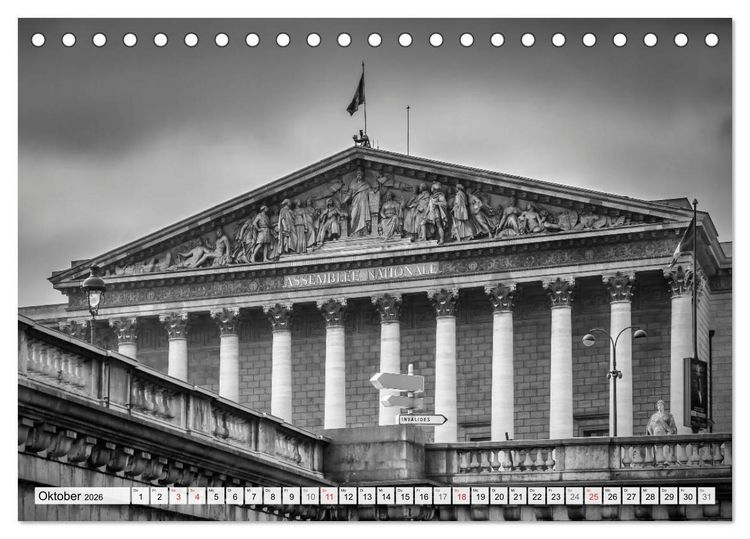 Produktbild: PARIS Monochrome Impressionen (Tischkalender 2026 DIN A5 quer), CALVENDO Monatskalender