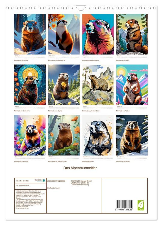 Produktbild: Das Alpenmurmeltier (Wandkalender 2026 DIN A3 hoch), CALVENDO Monatskalender
