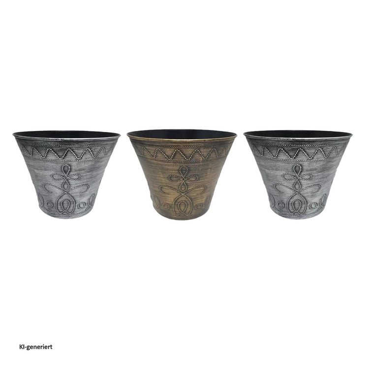 Produktbild: HTI-Living Blumentopf Nessa Ornamente Gold Silber 3er-Set