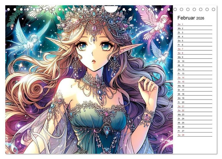 Produktbild: Bezaubernde Manga Elfen (Wandkalender 2026 DIN A4 quer), CALVENDO Monatskalender
