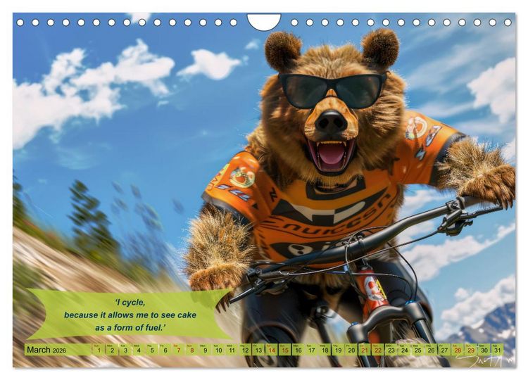 Produktbild: Funny charming animals on a bicycle (Wall Calendar 2026 DIN A4 landscape), CALVENDO 12 Month Wall Calendar