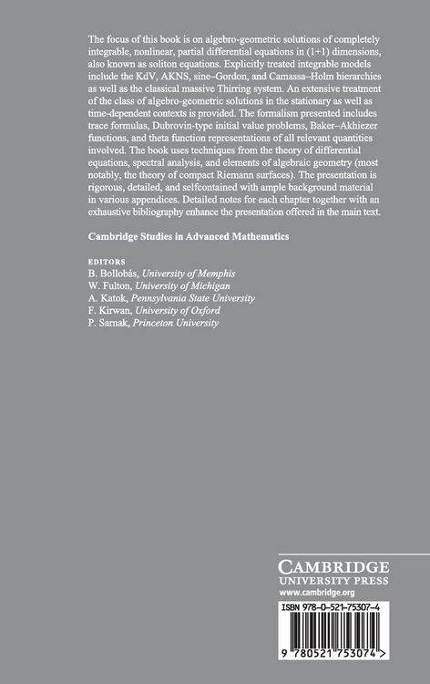 Produktbild: Soliton Equations and their Algebro-Geometric Solutions