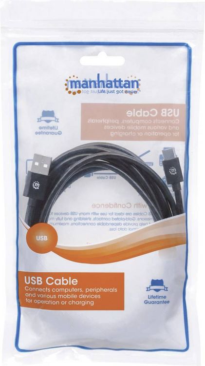 Produktbild: Manhattan USB-Kabel USB 2.0 USB-A Stecker, USB-C&reg; Stecker 2.00m Schwarz 354929