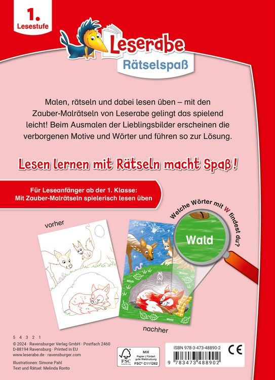 Produktbild: Leserabe R&auml;tselspa&szlig; - Zauber-Malr&auml;tsel zum Lesenlernen: Im Wald (1. Lesestufe)