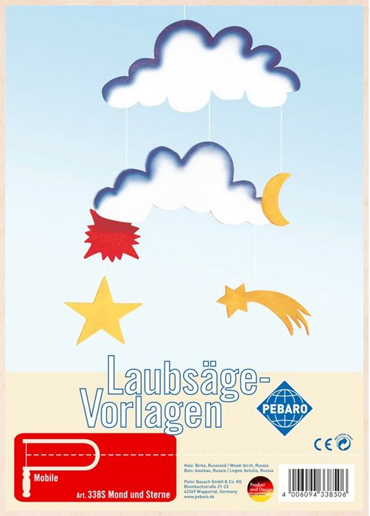 Produktbild: PEBARO 338S - Laubs&auml;gevorlage Mond und Sterne, 1 Platte, Gr&ouml;&szlig;e DIN A4