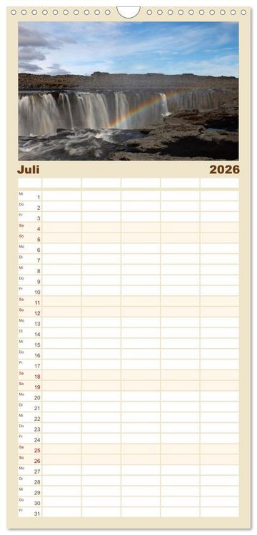 Produktbild: Familienplaner 2026 - Island - Land aus Feuer und Eis mit 5 Spalten (Wandkalender, 21 x 45 cm) CALVENDO