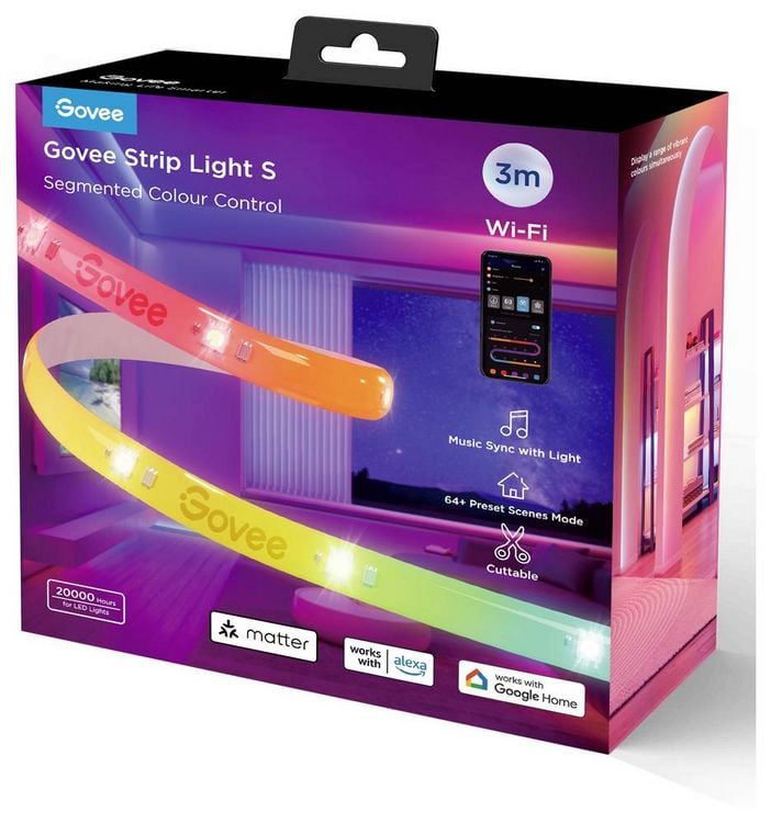 Produktbild: Govee LED Strip Lights Matter ready 3 Meter H612FCD1 LED-Streifen-Basisset 230 V, 24 V 3 m RGB 1 St.