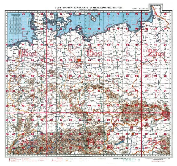Produktbild: LUFT-NAVIGATIONSKARTE Deutschland mit Bodenorganisation der
