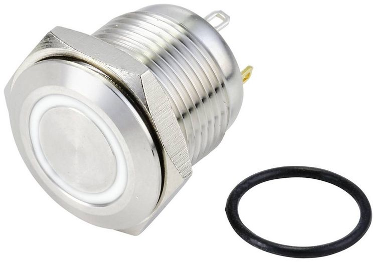 Produktbild: TRU COMPONENTS TC-10090924 GQ16F-10E/J/W/24V/S Vandalismusgesch&uuml;tzter Drucktaster 48 V/DC 2 A 1 x Aus/(Ein) tastend Wei&szlig; IP65 1 St.