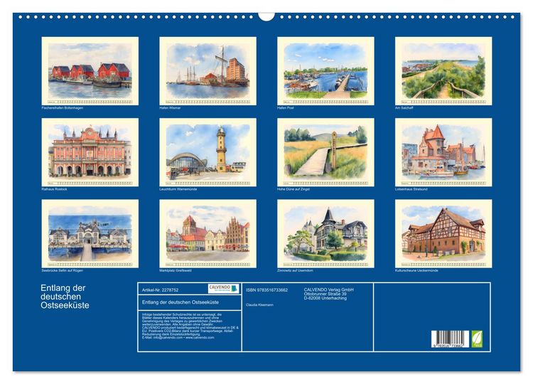 Produktbild: Entlang der deutschen Ostseek&uuml;ste (Wandkalender 2026 DIN A2 quer), CALVENDO Monatskalender