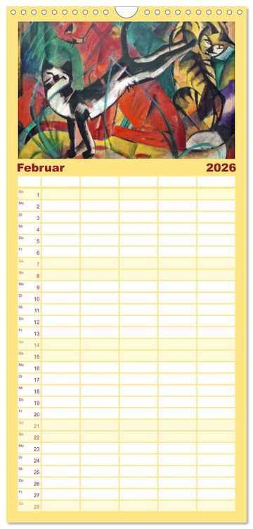 Produktbild: Familienplaner 2026 - Expressionistische Tierwelten mit 5 Spalten (Wandkalender, 21 x 45 cm) CALVENDO