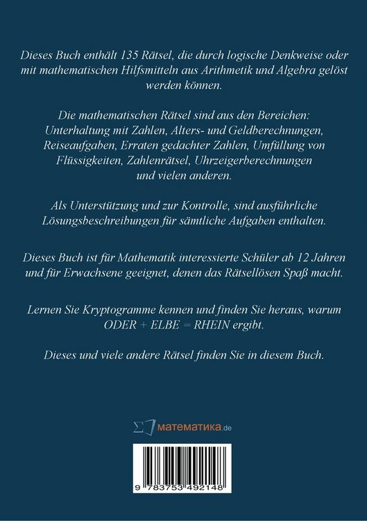 Produktbild: Unterhaltsame mathematische Denksportaufgaben