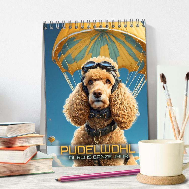 Produktbild: Pudelwohl durchs ganze Jahr (Tischkalender 2026 DIN A5 hoch), CALVENDO Monatskalender