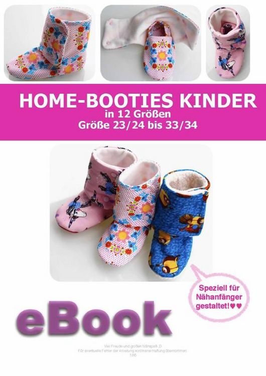 Produktbild: Home-Booties Kinder Schnittmuster f&uuml;r Gr. 23 bis 34 von firstloungeberlin