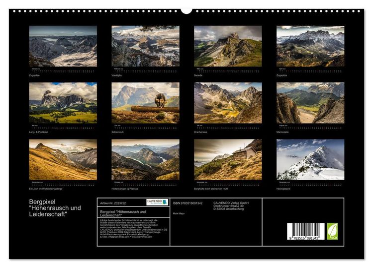 Produktbild: Bergpixel "H&ouml;henrausch und Leidenschaft" (hochwertiger Premium Wandkalender 2026 DIN A2 quer), Kunstdruck in Hochglanz