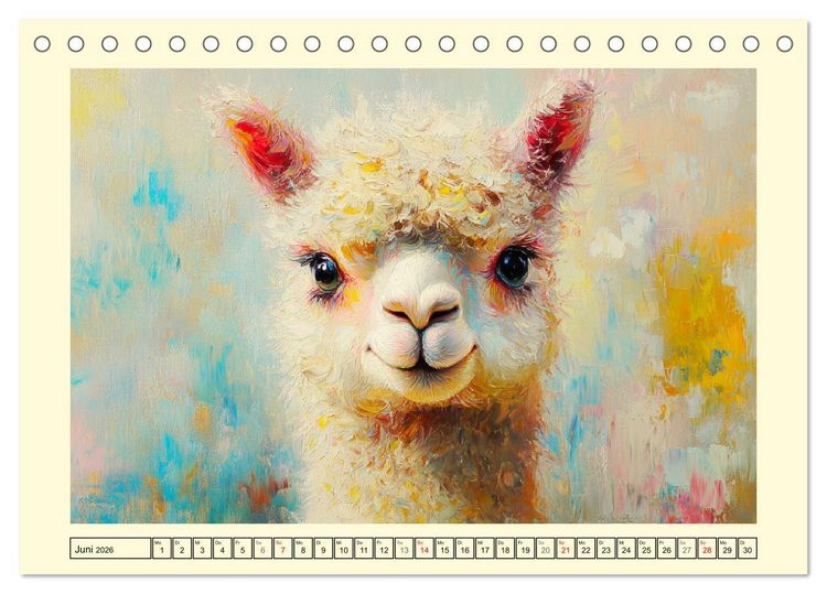 Produktbild: Alpakas. Entz&uuml;ckende Paintings in duftigen Farben (Tischkalender 2026 DIN A5 quer), CALVENDO Monatskalender