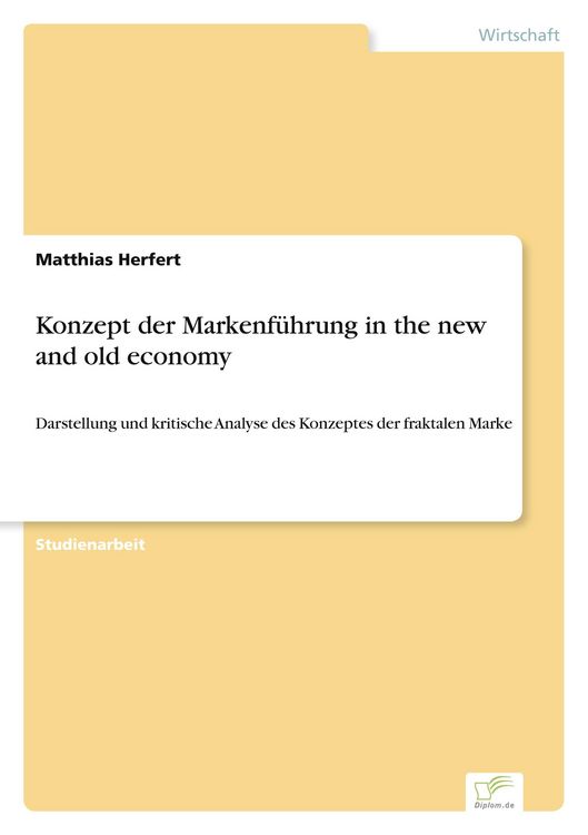 Produktbild: Konzept der Markenf&uuml;hrung in the new and old economy