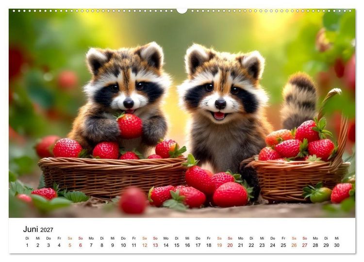 Produktbild: Waschb&auml;ren - Klein. Knuddelig. Herzerw&auml;rmend. (Wandkalender 2027 DIN A2 quer), CALVENDO Monatskalender