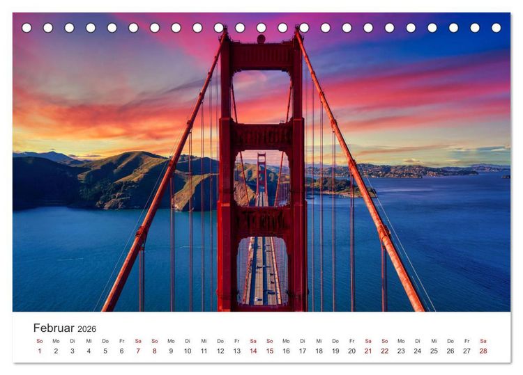 Produktbild: Golden Gate Bridge - Das ber&uuml;hmte Wahrzeichen von San Francisco. (Tischkalender 2026 DIN A5 quer), CALVENDO Monatskalender