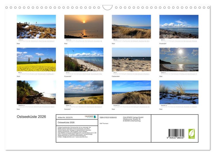 Produktbild: Ostseek&uuml;ste 2026 (Wandkalender 2026 DIN A3 quer), CALVENDO Monatskalender