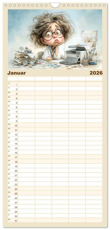 Produktbild: Familienplaner 2026 - Pause ist, wenn der Drucker druckt mit 5 Spalten (Wandkalender, 21 x 45 cm) CALVENDO