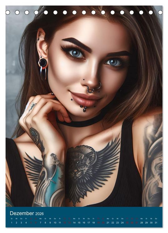 Produktbild: Tattoo und Piercing Women (Tischkalender 2026 DIN A5 hoch), CALVENDO Monatskalender