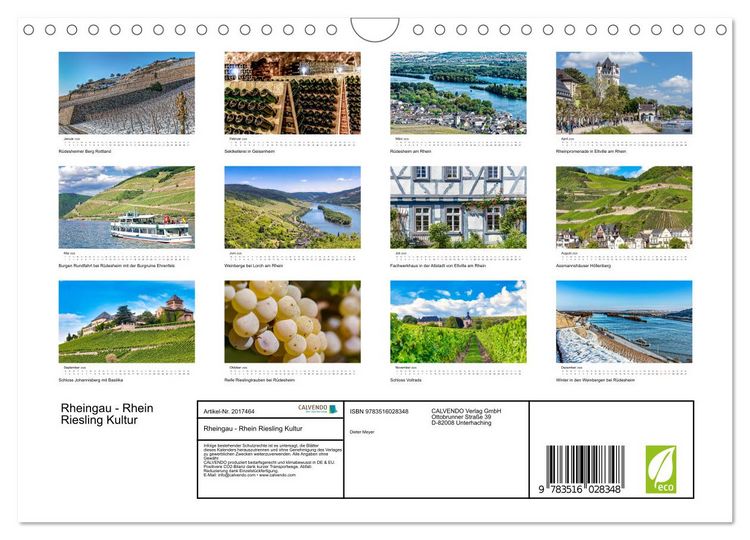 Produktbild: Rheingau - Rhein Riesling Kultur (Wandkalender 2026 DIN A4 quer), CALVENDO Monatskalender
