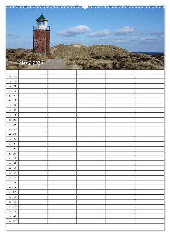 Produktbild: Familienplaner - Sylt (Wandkalender 2026 DIN A2 hoch), CALVENDO Monatskalender