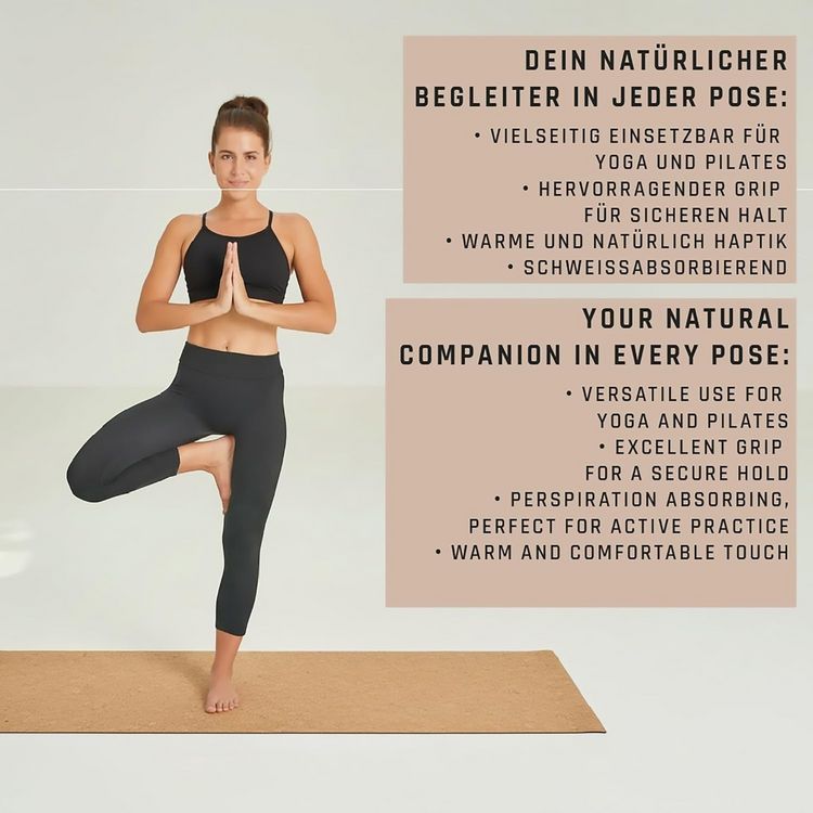 Produktbild: Schildkr&ouml;t 960265 - Kork Yogamatte inkl. Yogagurt, Naturkork & Naturkautschuk, 183x61x0,4cm