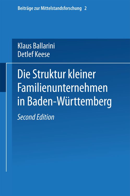 Produktbild: Die Struktur kleiner Familienunternehmen in Baden-W&uuml;rttemberg