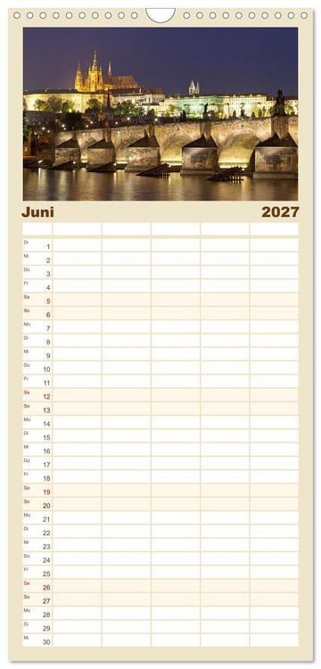 Produktbild: Familienplaner 2027 - Goldenes Prag mit 5 Spalten (Wandkalender, 21 x 45 cm) CALVENDO