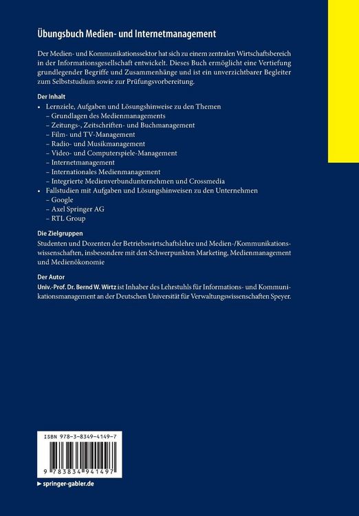 Produktbild: &Uuml;bungsbuch Medien- und Internetmanagement