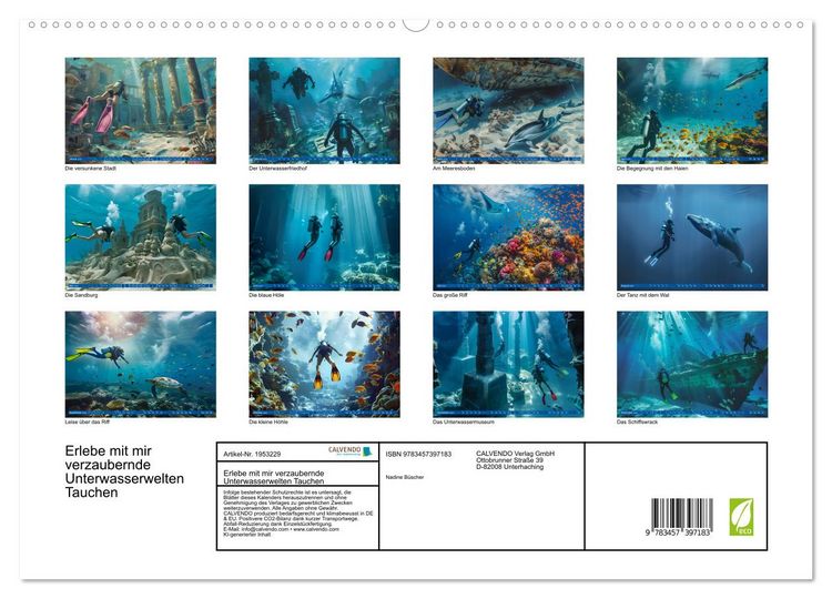 Produktbild: Erlebe mit mir verzaubernde Unterwasserwelten Tauchen (hochwertiger Premium Wandkalender 2026 DIN A2 quer), Kunstdruck in Hochglanz