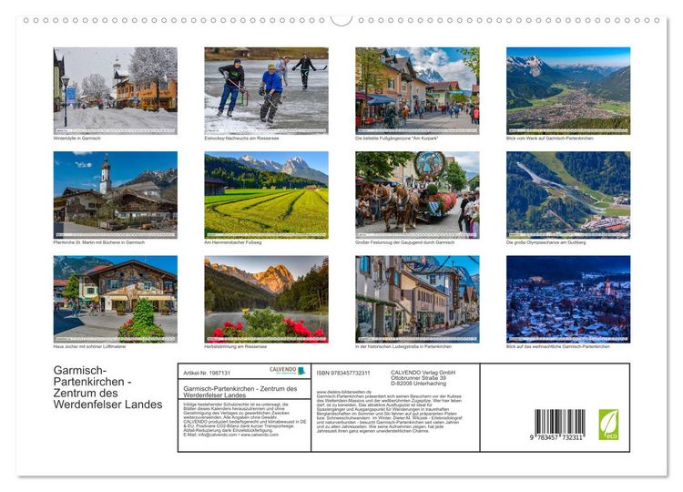 Produktbild: Garmisch-Partenkirchen - Zentrum des Werdenfelser Landes (hochwertiger Premium Wandkalender 2026 DIN A2 quer), Kunstdruck in Hochglanz