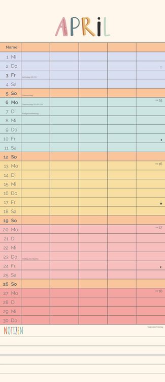Produktbild: Unser buntes Jahr 2026 Familienplaner - Terminkalender - Familienkalender - 19,5x45