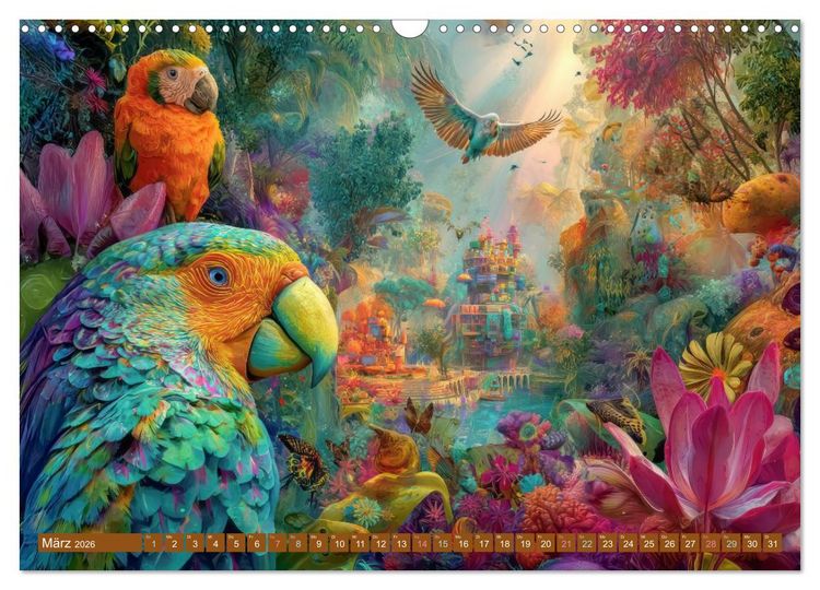 Produktbild: Dschungelzauber - Kunstvolle Werke (Wandkalender 2026 DIN A3 quer), CALVENDO Monatskalender