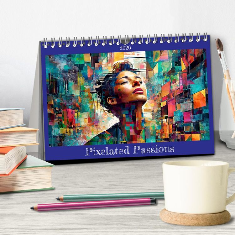 Produktbild: Pixelated Passions (Desk Calendar 2026 DIN A5 landscape), CALVENDO 12 Month DeskCalendar