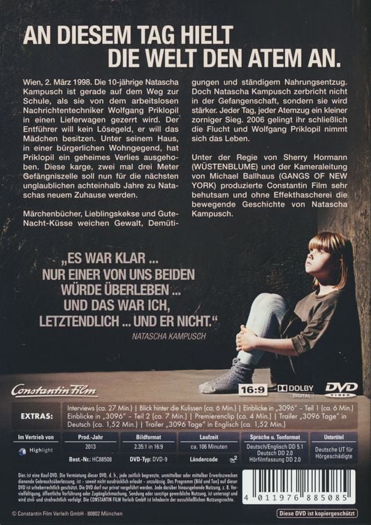 Produktbild: 3096 Tage - Die wahre Geschichte der Natascha Kampusch